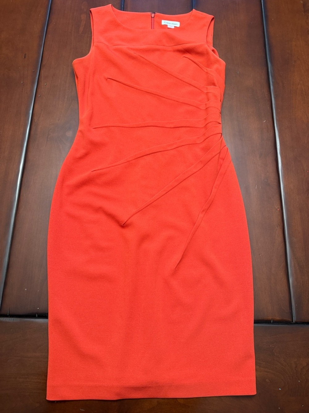 Calvin Klein Sleeveless Coral-Red Sheath Dress